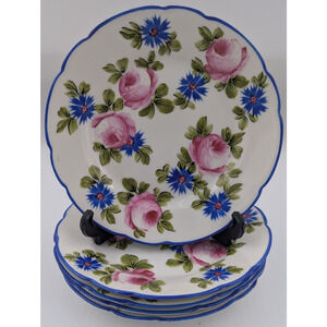 French Hand Painted Porcelain Plates Delvaux 18 Rue Royale Paris Set of 5 Floral